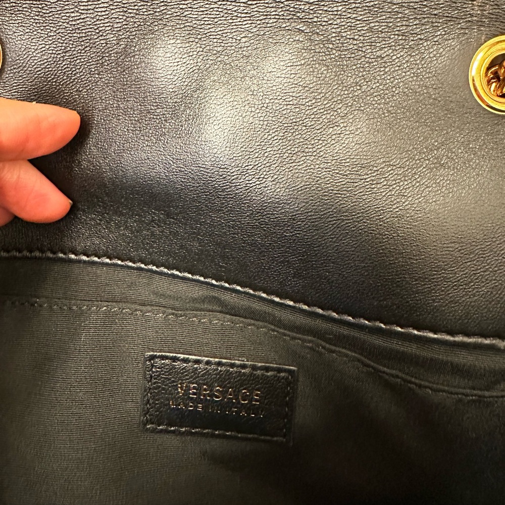 Versace Black Quilted Crossbody Bag with Gold Accents - Picture 15 of 17